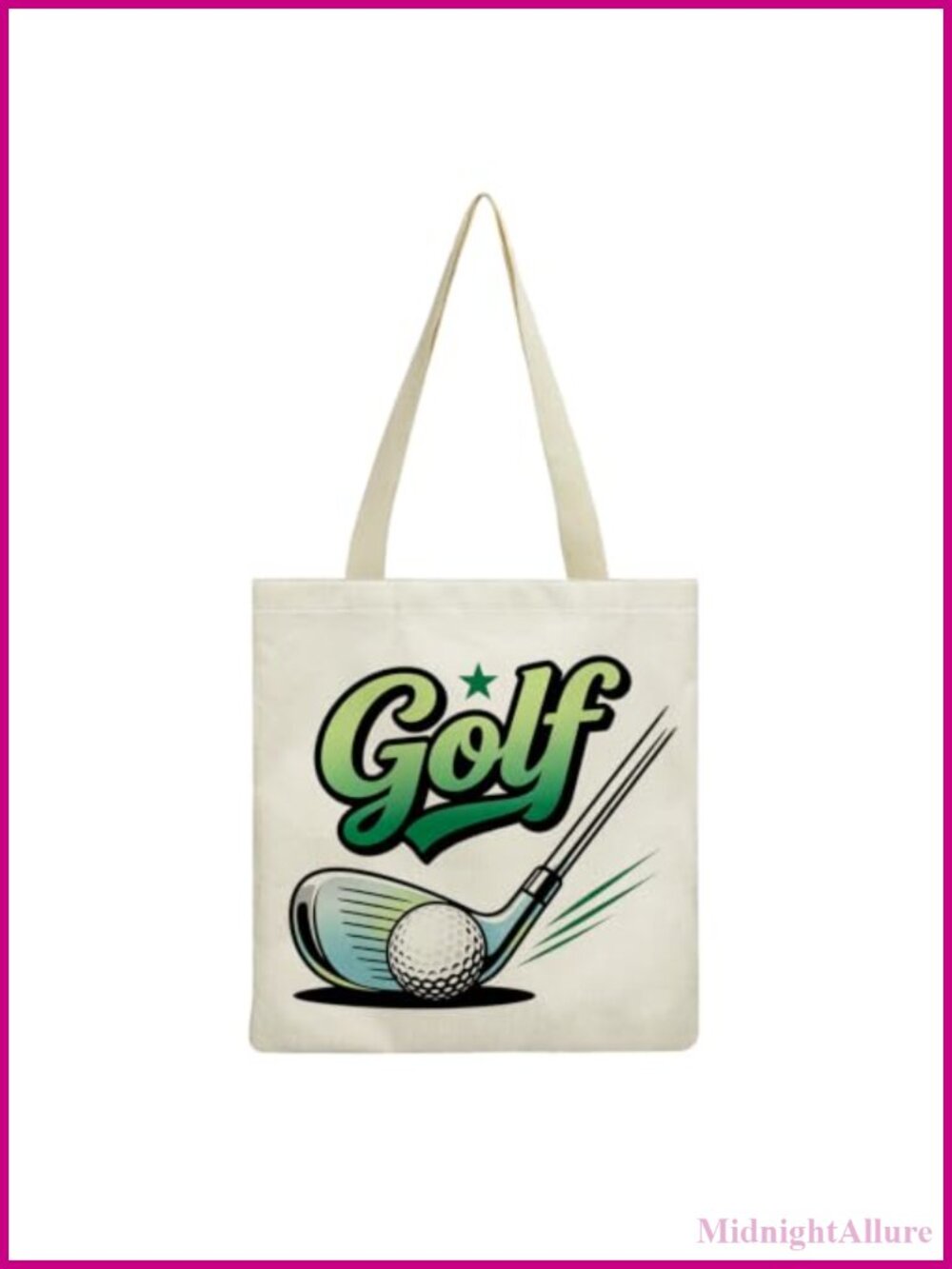 Golf Pattern Tote Bag Polyester Lightweight Reusable Shoulder Bag